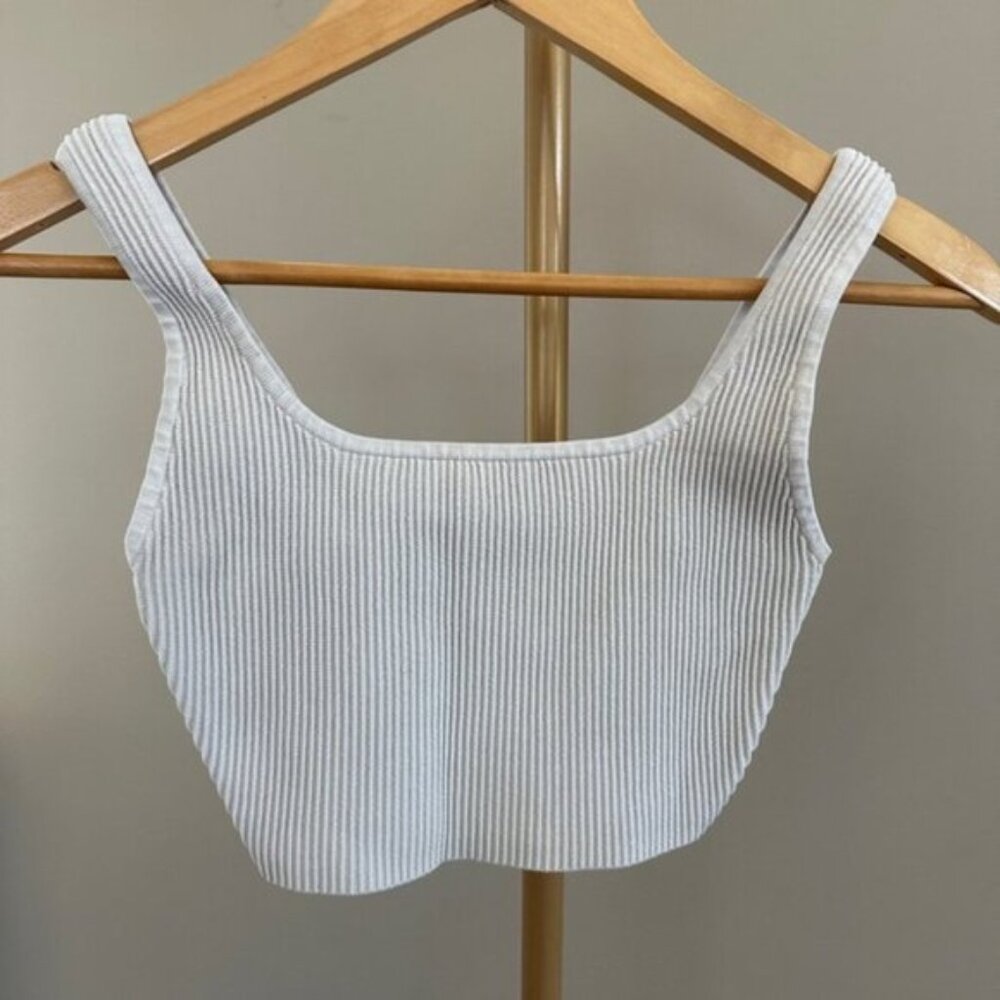 Aritzia Babaton Sculpt Knit Ribbed Cropped Tank | XS Ivory Off-White